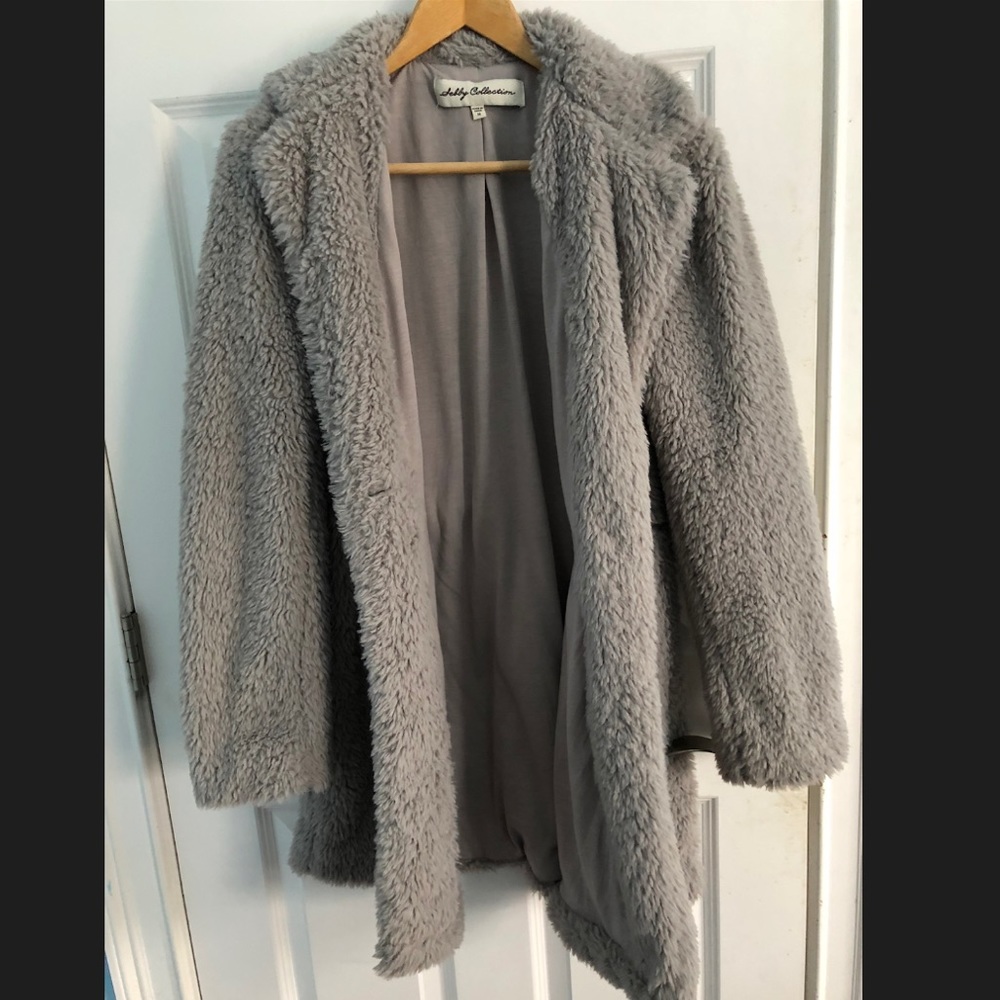 Gray Faux Fur Coat